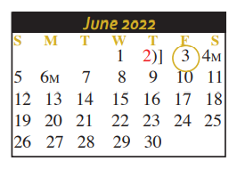 District School Academic Calendar for Koennecke Elementary for June 2022