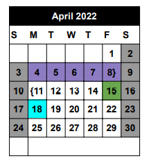 District School Academic Calendar for Seminole Success Ctr for April 2022