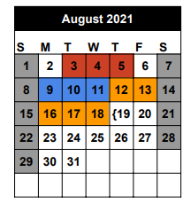District School Academic Calendar for Seminole J H for August 2021
