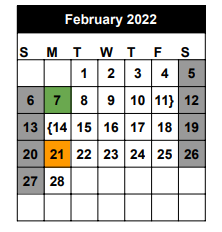District School Academic Calendar for Seminole Success Ctr for February 2022