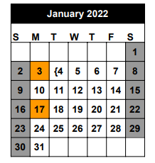 District School Academic Calendar for Seminole Success Ctr for January 2022