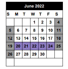 District School Academic Calendar for Seminole J H for June 2022