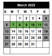 District School Academic Calendar for Seminole Success Ctr for March 2022
