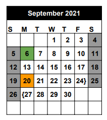 District School Academic Calendar for Seminole Success Ctr for September 2021