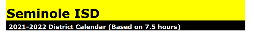 District School Academic Calendar for Seminole Elementary