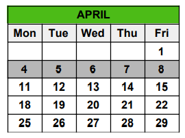 District School Academic Calendar for Seminole County Elementary School for April 2022