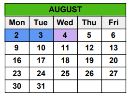 District School Academic Calendar for Seminole County Elementary School for August 2021