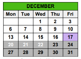 District School Academic Calendar for Seminole County Elementary School for December 2021