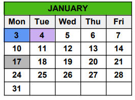 District School Academic Calendar for Seminole County Elementary School for January 2022
