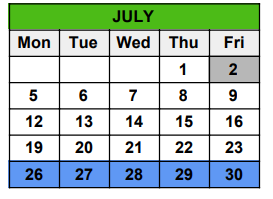 District School Academic Calendar for Seminole County Elementary School for July 2021