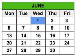 District School Academic Calendar for Seminole County Middle/high School for June 2022