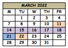 District School Academic Calendar for Seminole County Crossroads Alternative School for March 2022