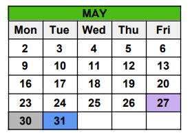 District School Academic Calendar for Seminole County Middle/high School for May 2022