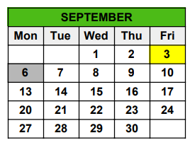 District School Academic Calendar for Seminole County Middle/high School for September 2021