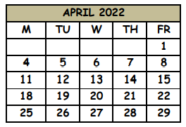 District School Academic Calendar for Scps Goals II for April 2022
