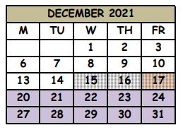 District School Academic Calendar for Hopper Center for December 2021