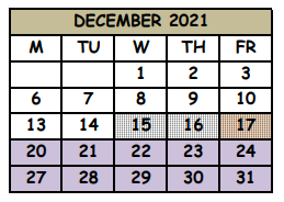 District School Academic Calendar for T. W. Lawton Elementary School for December 2021