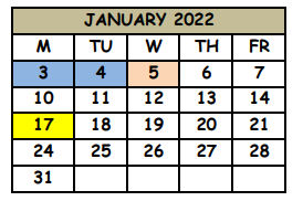 District School Academic Calendar for Scps Goals II for January 2022