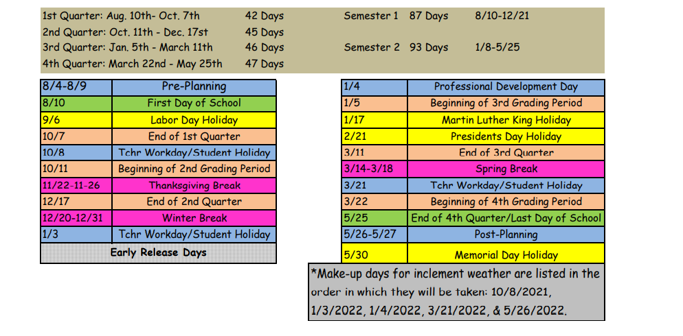 District School Academic Calendar Key for Highlands Elementary School