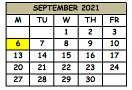 District School Academic Calendar for T. W. Lawton Elementary School for September 2021