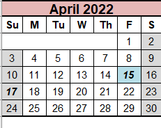 District School Academic Calendar for Seymour Middle School for April 2022
