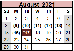 District School Academic Calendar for Seymour Middle School for August 2021