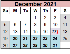 District School Academic Calendar for Seymour Middle School for December 2021
