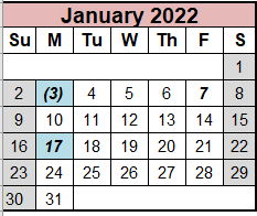 District School Academic Calendar for Seymour High School for January 2022