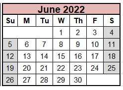 District School Academic Calendar for Seymour Middle School for June 2022