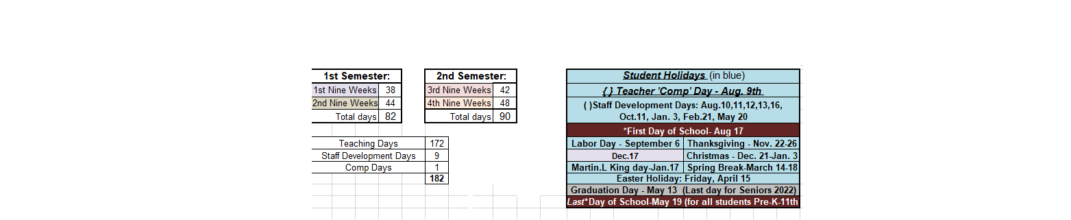 District School Academic Calendar Key for Seymour Elementary
