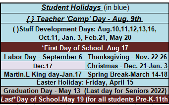 District School Academic Calendar Legend for Seymour Elementary