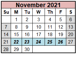 District School Academic Calendar for Seymour High School for November 2021