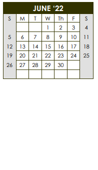 District School Academic Calendar for Shallowater Intermediate for June 2022