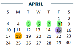 District School Academic Calendar for B L Gray Junior High for April 2022