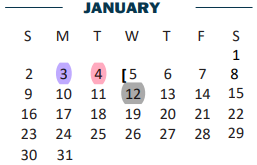 District School Academic Calendar for Elementary Aep for January 2022