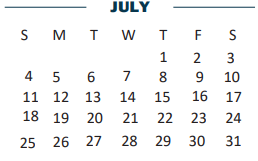 District School Academic Calendar for B L Gray Junior High for July 2021