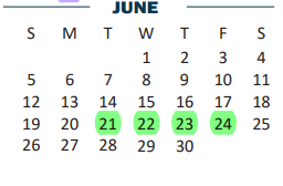 District School Academic Calendar for Beto House for June 2022