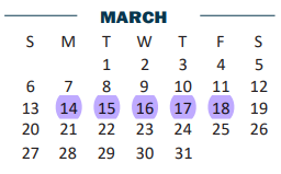 District School Academic Calendar for B L Gray Junior High for March 2022