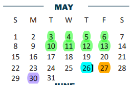 District School Academic Calendar for Beto House for May 2022