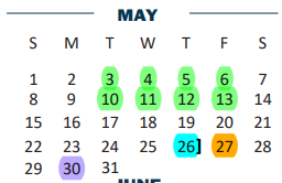 District School Academic Calendar for Elementary Aep for May 2022