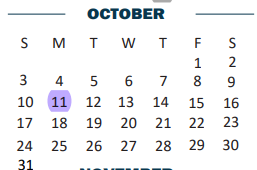 District School Academic Calendar for Donna Wernecke Elementary School for October 2021