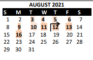 District School Academic Calendar for South Park Elem for August 2021