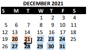 District School Academic Calendar for Dorothy Moody Elem for December 2021