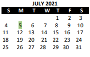 District School Academic Calendar for Apache Elem for July 2021