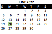 District School Academic Calendar for Apache Elem for June 2022