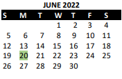 District School Academic Calendar for Prairie Elem for June 2022