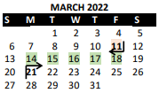 District School Academic Calendar for South Park Elem for March 2022