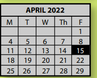 District School Academic Calendar for Sycamore Elementary School for April 2022