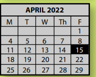 District School Academic Calendar for Tara Oaks Elementary School for April 2022