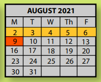 District School Academic Calendar for Highland Oaks Primary School for August 2021
